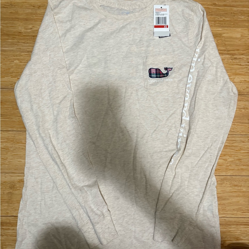 Vineyard Vines Beige Shirt with Plaid Whale xs